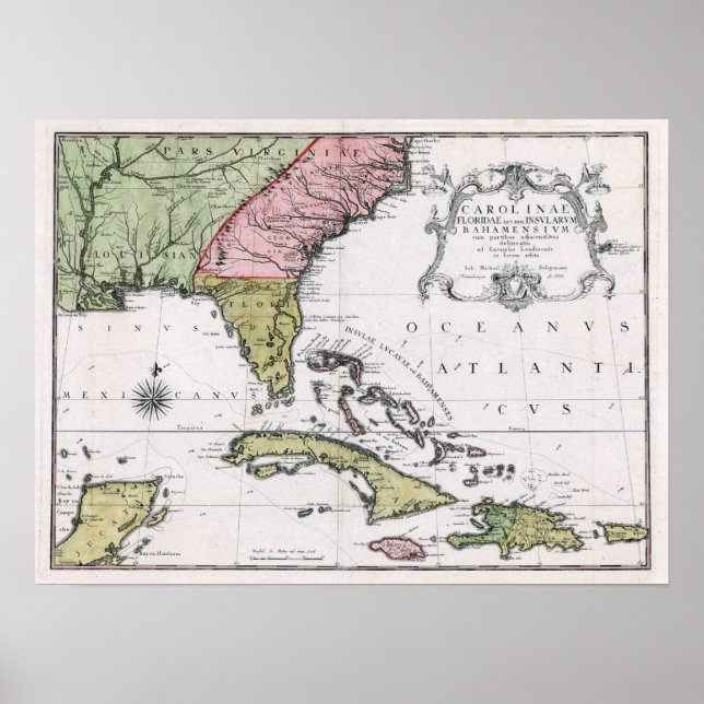 1755 Carolina och Florida och Bahamanöarna Poster (Framsidan)