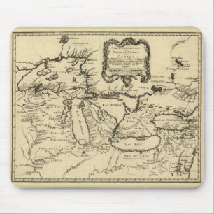 1755 Great Lakes och ny frankriken/Kanada karta Musmatta