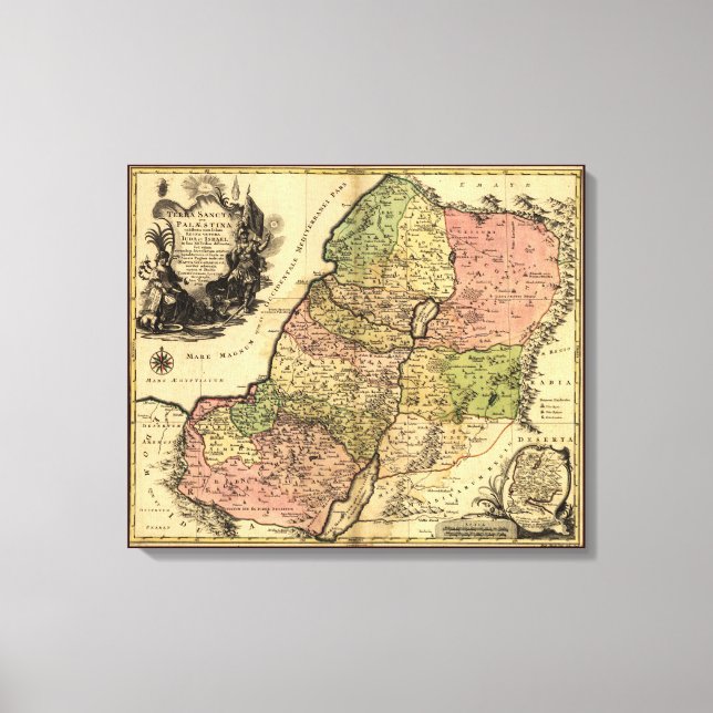 1759 Karta i det antika Israel med 12 stammar Canvastryck (Framsida)