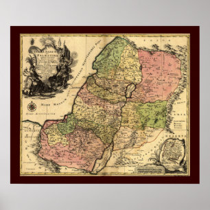 1759 Karta i det antika Israel med 12 stammar Poster