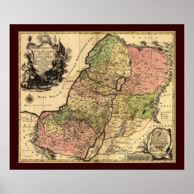 1759 Karta i det antika Israel med 12 stammar Poster (Framsidan)