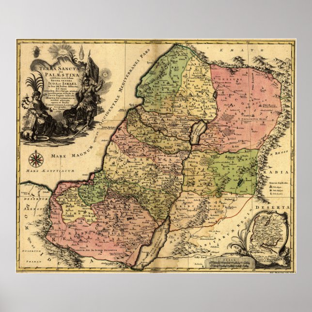 1759 Karta i det antika Israel med 12 stammar Poster (Framsidan)