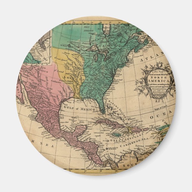 1763 Nordamerika Karta Magnet (Framsidan)
