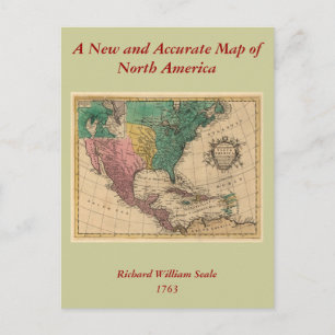 1763 Nordamerika Karta Vykort