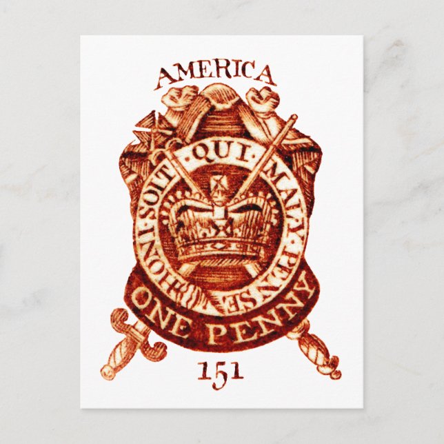1765 Amerikansk stämpelskatt Vykort (Framsida)