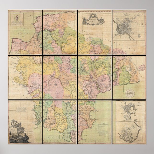 1765 Karta i Devonshire av Benjamin Donn Poster (Framsidan)