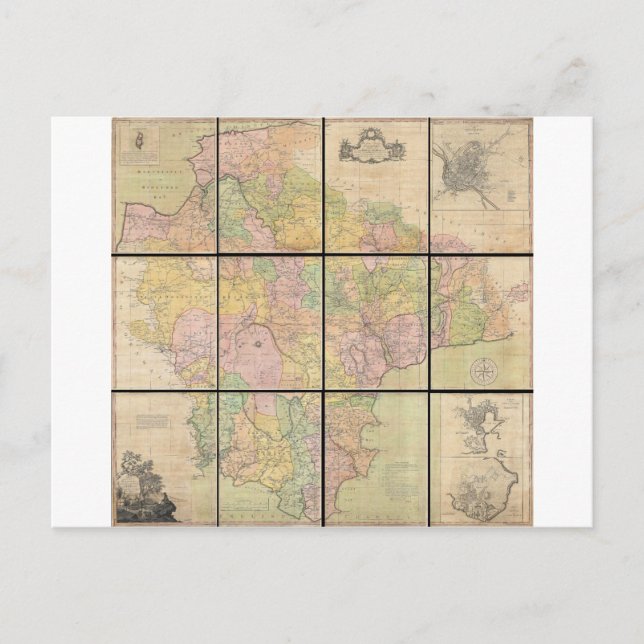 1765 Karta i Devonshire av Benjamin Donn Vykort (Framsida)