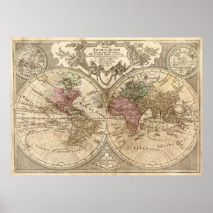 1775 Karta i världen Poster