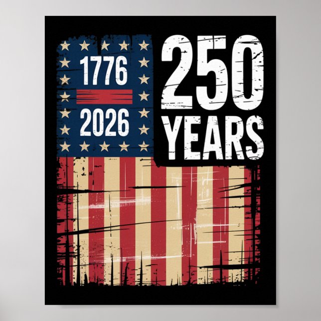 1776 2026 250 Års Jubileum Distressed Amerikansk F Poster (Framsidan)