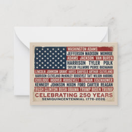 1776-2026 America 250-årsjubileum Presidentbil Anteckningskort