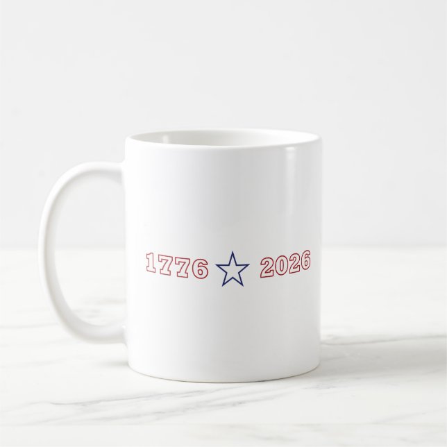 1776 2026 Amerika 250 år patriotisk årsdag  Kaffemugg (Vänster)
