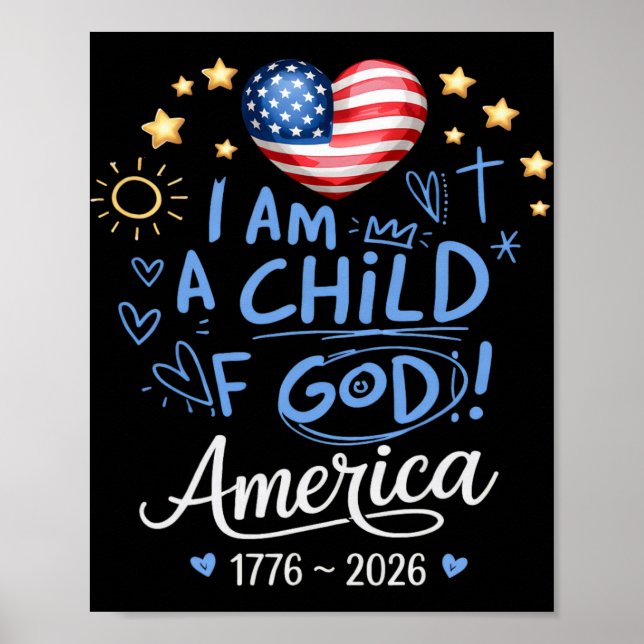 1776 2026 Amerikansk Guds Barn 250-årsdag 4:e Poster (Framsidan)