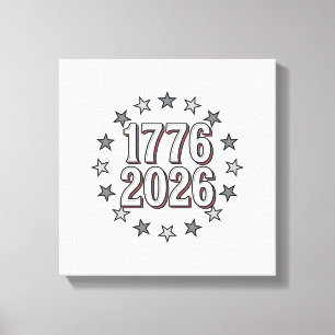1776 2026 Patriotiska Stjärnor Vintage Vektor Desi Canvastryck
