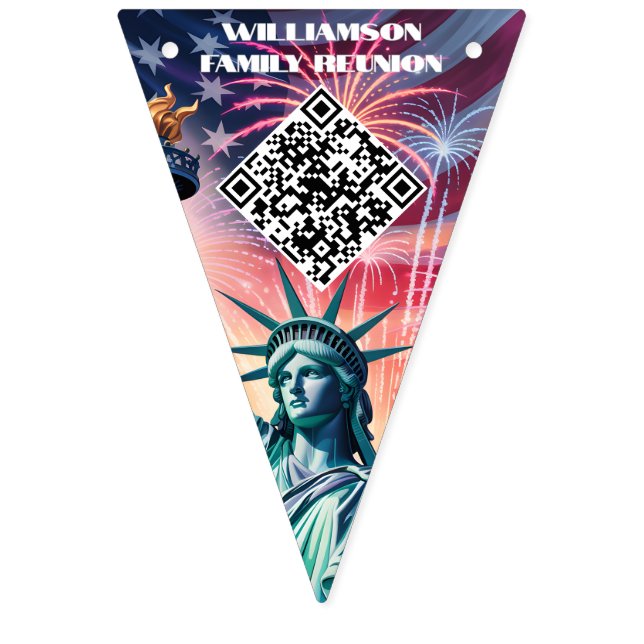 1776–2026 QR Bunting • Edit Text & Link in Minutes Vimplar (Nionde flaggan)