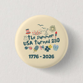 1776 - 2026 Retro 250-årsjubileum 4:e juli Knapp