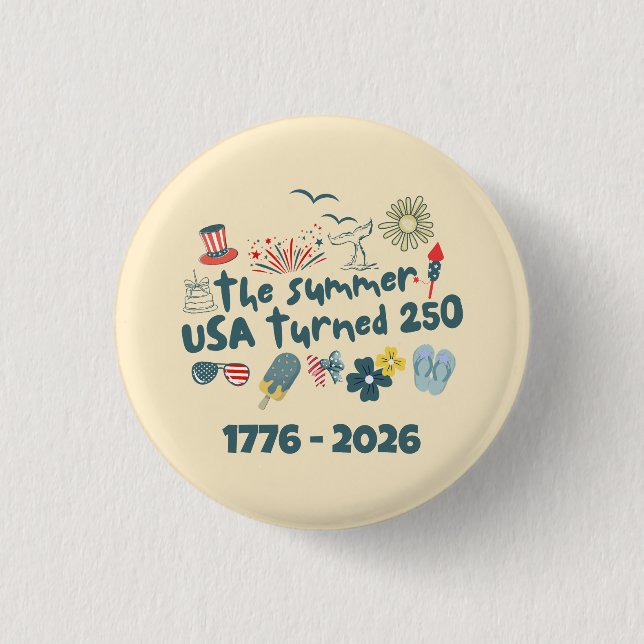 1776 - 2026 Retro 250-årsjubileum 4:e juli Knapp (Framsida)