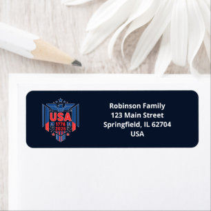 1776-2026 USA RETURADRESS ETIKETT