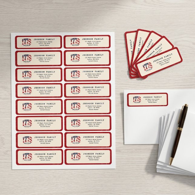 1776 4th of July Patriotic Independence Day Returadress Etikett (Skapare uppladdad)