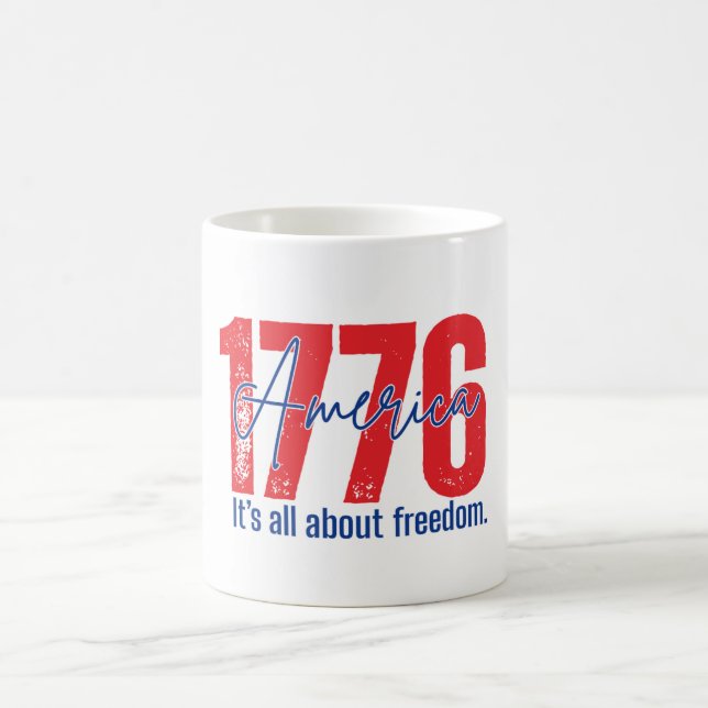 1776 Allt om frihet Patriotisk 4:e juli  Kaffemugg (Center)