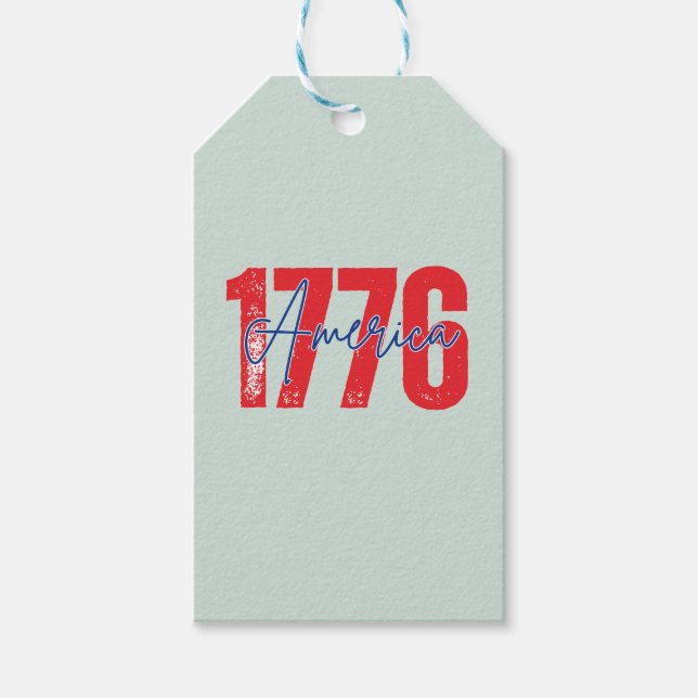 '1776 America' 250-års mjuk eukalyptus 4 juli  Presentetikett (Framsidan)