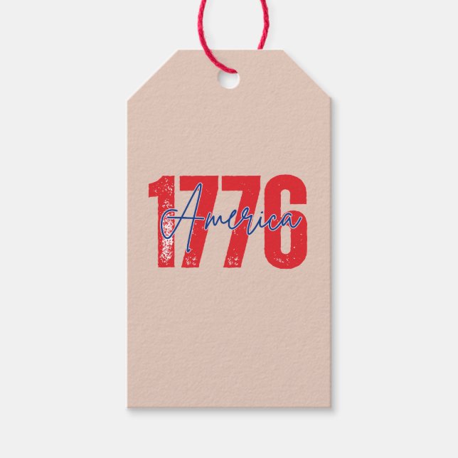 '1776 America' 250-års mjuk rosa 4 juli  Presentetikett (Framsidan)