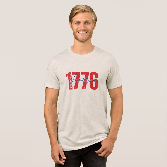 "1776 Amerika" 250-årsjubileum 4:e juli T Shirt (Framsida Full)