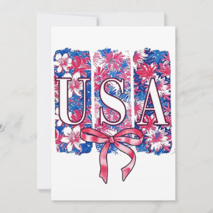 1776 Amerika 4:e juli USA Blommigt Flowers Inbjudningar