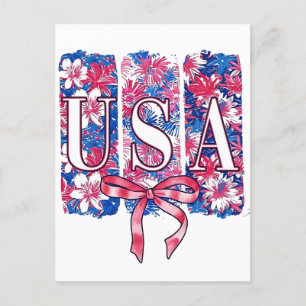1776 Amerika 4:e juli USA Blommigt Flowers Meddelande Vykort