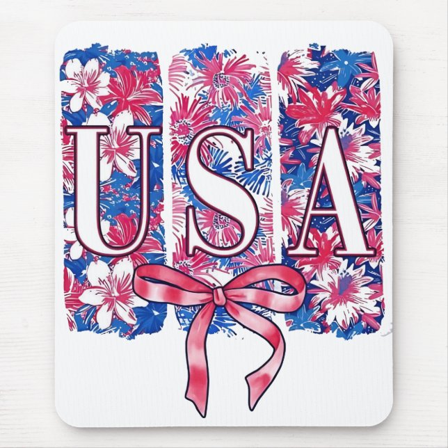 1776 Amerika 4:e juli USA Blommigt Flowers Musmatta (Framsidan)