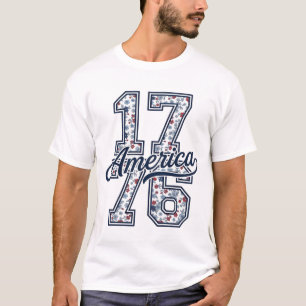 1776 Amerika Blommig Patriotisk Vintage Vektor Des T Shirt