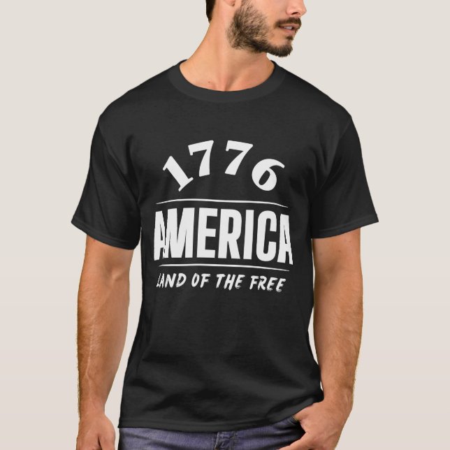 1776 AMERIKA FRIHETENS LAND 4 JULI FRIHET T SHIRT (Framsida)
