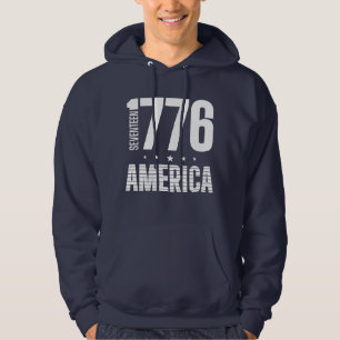 1776 Amerika historisk frihet vit typografi Hoodie