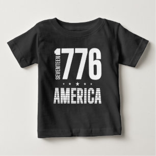 1776 Amerika historisk frihet vit typografi T Shirt