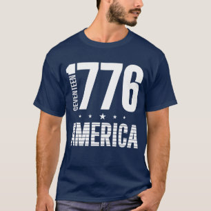 1776 Amerika historisk frihet vit typografi T Shirt