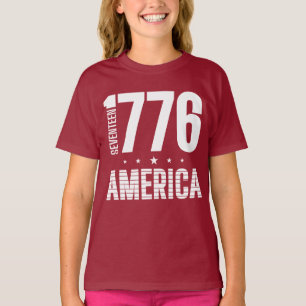 1776 Amerika historisk frihet vit typografi T Shirt