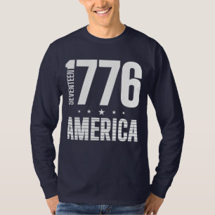 1776 Amerika historisk frihet vit typografi T Shirt