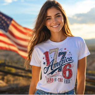 1776 Amerika Landet för de Fria Patriotisk Vintage T Shirt