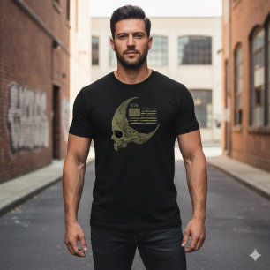 1776 Amerikansk Flagga Skalle Halvmåne T-Shirt