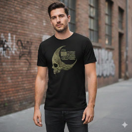 1776 Amerikansk Flagga Skalle Halvmåne T-Shirt
