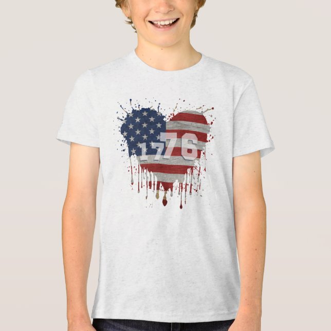 1776 Amerikansk Flagga T Shirt (Framsida)
