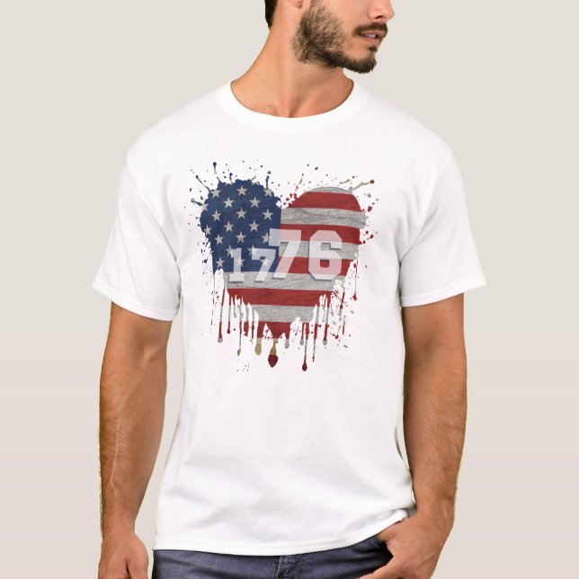 1776 Amerikansk Flagga T Shirt (Framsida)