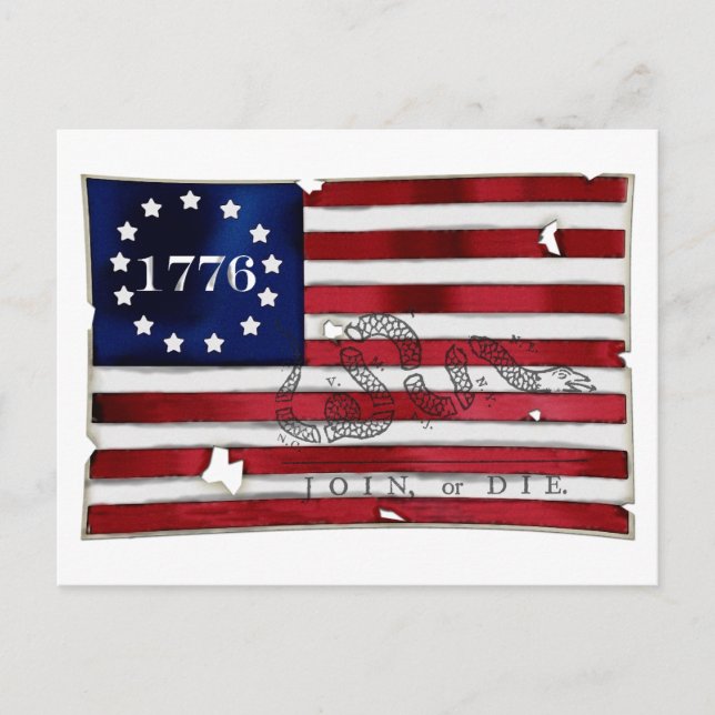 1776 Amerikansk Flagga Vykort (Framsida)