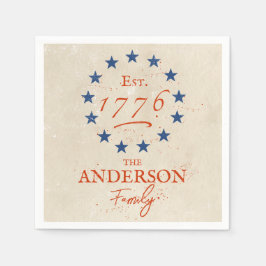 1776 Amerikanska Stjärnor och Familjenamn Pappersservett