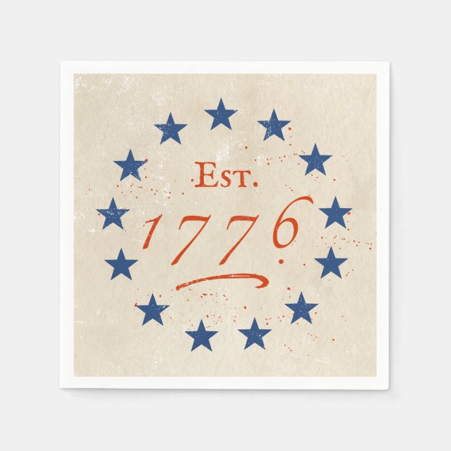 1776 Amerikanska Stjärnor Pappersservett (Framsidan)