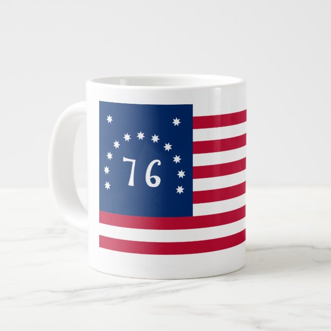 1776 Amerikanska stridsflaggans Benningtonfana Jumbo Mugg (Framsida vänster)