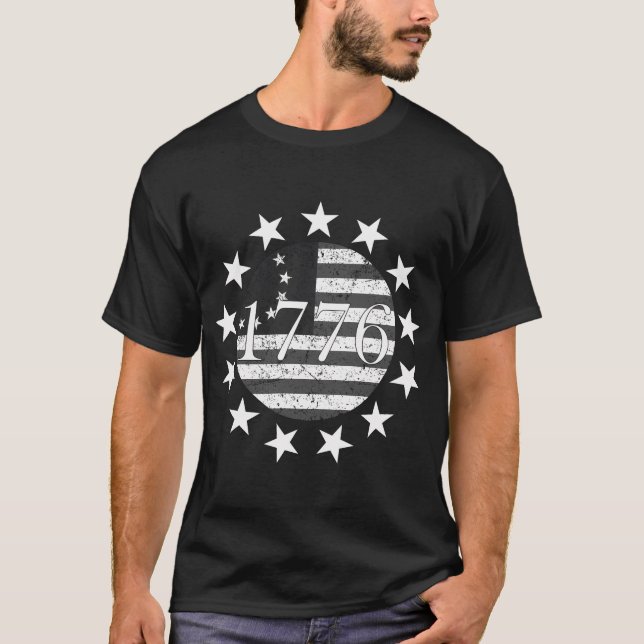 1776 Betsy Ross USA flagga Patriotic T Shirt (Framsida)
