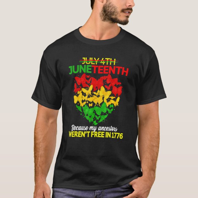 1776 Bl-fri fjärilshjärta T Shirt (Framsida)