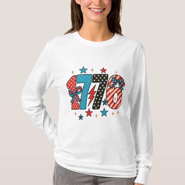 1776 Coquette Patriotic PNG T Shirt (Framsida)