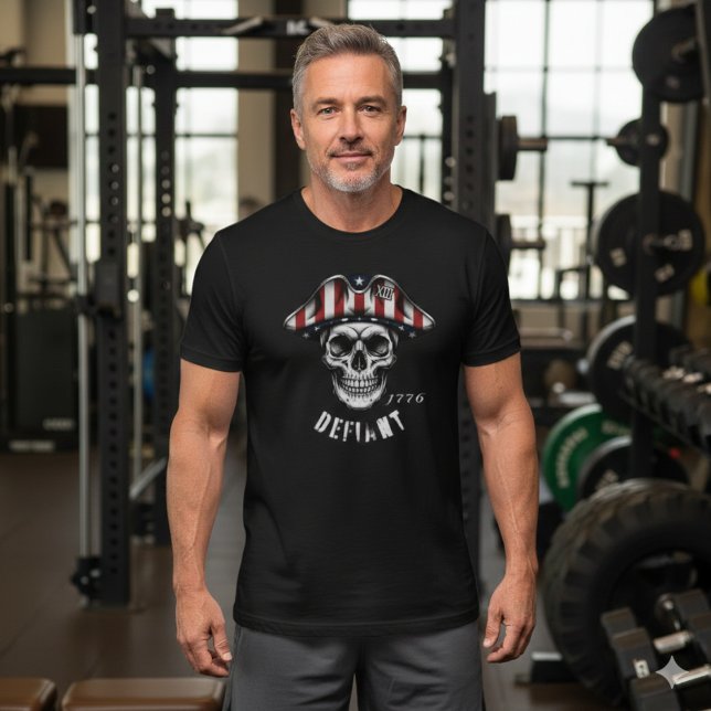 1776 Defiant Skull Patriot T-Shirt (Skapare uppladdad)