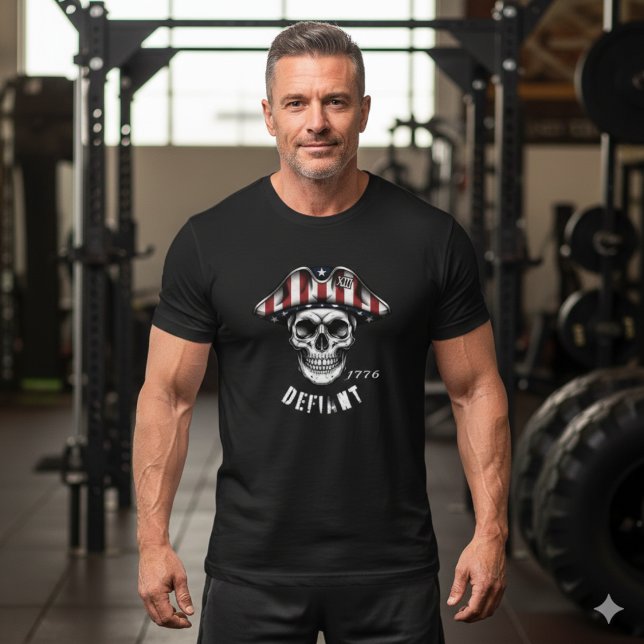 1776 Defiant Skull Patriot T-Shirt (Skapare uppladdad)